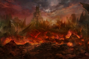 魔幻火焰峡谷海报背景