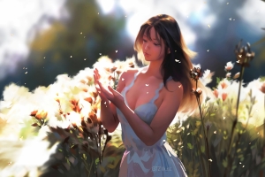女子 种子 花 4k动漫壁纸3840x2160
