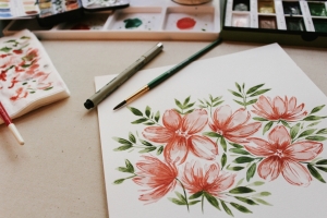 画画 花 水彩画5K图片