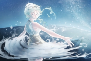 星空,穿裙子的女生,唯美动漫4K壁纸