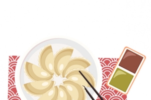 冬至饺子卡通日式矢量元素