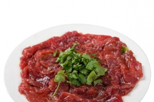 嫩牛肉 香菜 圆形餐盘 专业摆