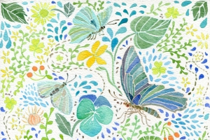 蝴蝶花纹手绘插图