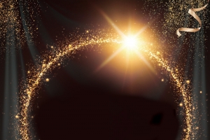 金色炫光光芒荧光科幻星光背景素材