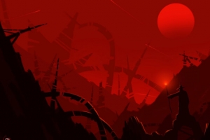 魔术师 剪影 辉光 太阳 红色 艺术 4k壁纸 3840x2160