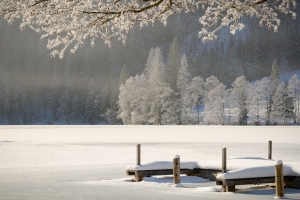 江边码头雪景