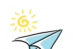 简约，纸飞机，太阳，卡通，PNG