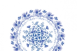 矢量青花瓷器圆盘