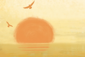 温馨感恩家人落日唯美黄色banner