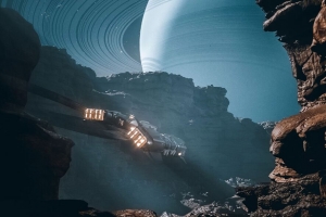 宇宙飞船 岩石 木星 行星 幻觉 4k壁纸 3840x2160