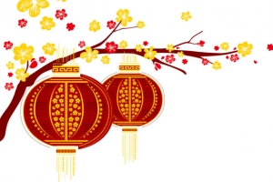 活动手绘节日灯笼花枝