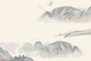 中国风古韵山河水墨画平面广告