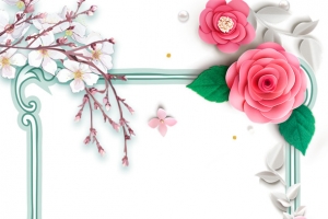 春季3D花朵边框设计