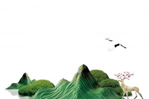 山水彩山画海报素材