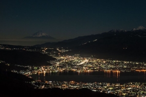 海湾 大海 灯光 夜晚 火山 4k壁纸 3840x2160