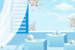 清新蓝色窗户新品淘宝天猫电商banner