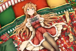 圣诞礼服女孩4k壁纸