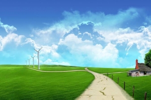 蓝天白云草地唯美风景