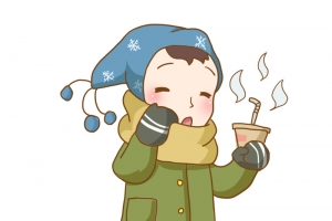 冬季卡通人物保暖喝奶茶免抠PNG素材