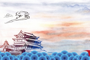 简约手绘依法治国政府宣传背景