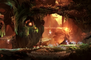 魔幻卡通黄昏森林海报背景