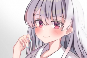 女孩 一瞥 微笑 衬衫 动漫 艺术 卡通 4k壁纸 3840x2160