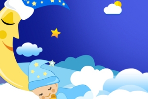 可爱夜色纸尿裤全屏海报psd模板