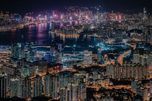 夜城 城市 鸟瞰图 大都市 建筑 灯光 黑暗 香港 4k壁纸 3840x2160