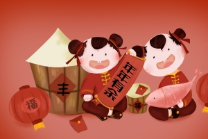年画福娃 中国风 年味 丰收 年年有余4k壁纸