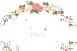 卡通彩色玫瑰花边框欧式花纹