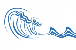 手绘海浪国潮元素