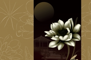 中国风古典工笔画底纹莲花邀请函背景素材