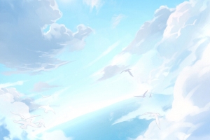 远望白云天空