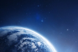 宇宙中的地球蓝色海报背景