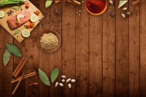 美食俯视图木纹质感中草药棕色banner
