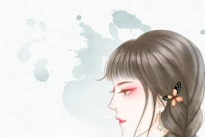 国潮汉服清雅民国手绘女子元素