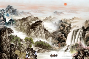 山水电视墙背景素材