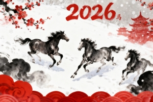 2026马年图片 水墨画 梅花 中国风 4k电脑壁纸