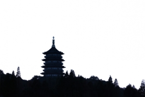 复古中国风建筑杭州地标免抠图