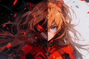 明日香半边脸高清横屏壁纸 2880x1800 平板笔记本便携设备免费下载