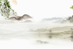 中国风水墨山水壁画海报背景素材