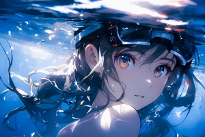 水下可爱动漫女孩4K动漫壁纸3840x2160