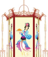 中秋节古典美女灯笼