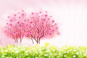 甜美樱花粉色背景图