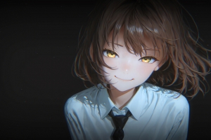 金瞳动漫女生暗黑背景 4K高清壁纸3840x2160免费下载