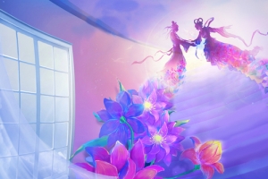 七夕手绘蓝色海报背景banner
