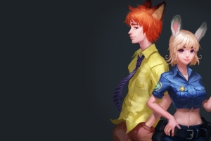 疯狂动物城美女帅哥3440x1440壁纸