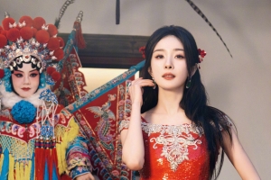 国风 红色长裙子美女杨幂4k手机壁纸图片