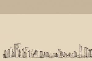 手绘素描上海城市旅游海报背景