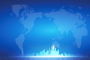 蓝色大气地图海报背景